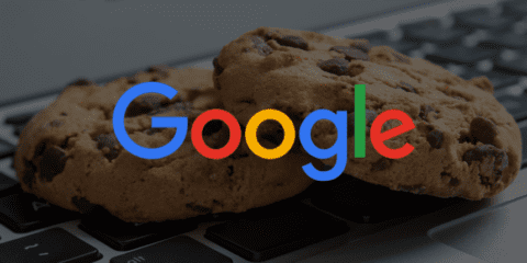 Cookies on a keyboard with the Google logo overlay.