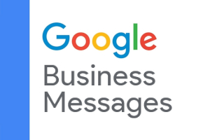 Google Business Messages logo with a blue vertical stripe on the left.