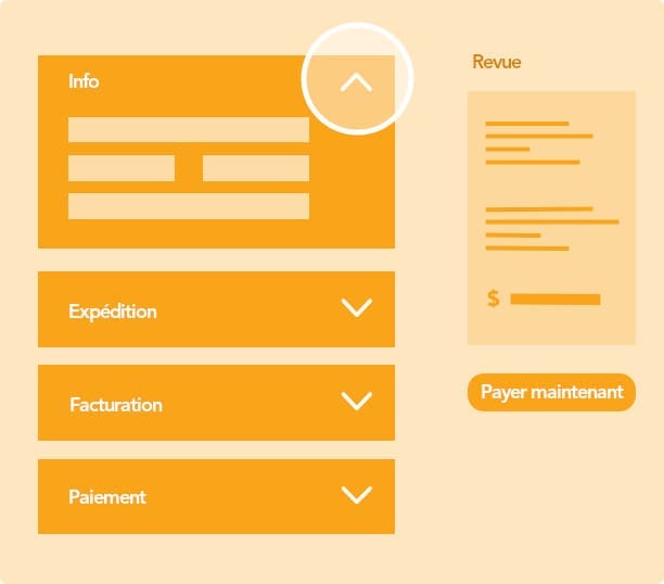 Wireframe d'une page de vérification standard accordéon