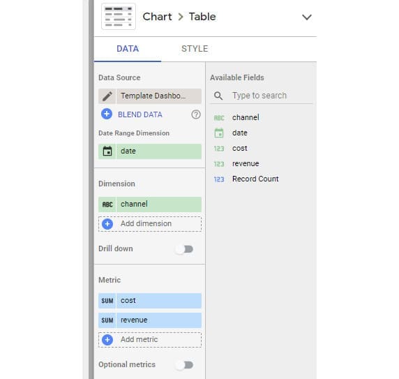 Adding new metrics in Google Data Studio