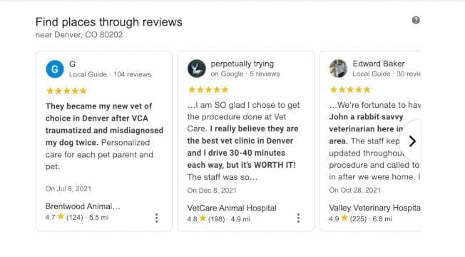 Find places through reviews