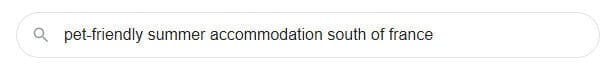 Google search query "pet-friendly summer accommodation south of france"