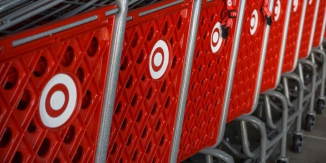 October 12, 2017 Sunnyvale/CA/USA - Stacked Target shopping carts with the company's logo on the side, a bulls eye