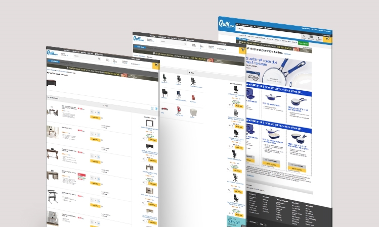 Rendered image of product category pages on Quill.com