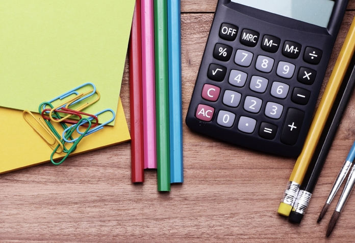 Stationery arranged on a desk