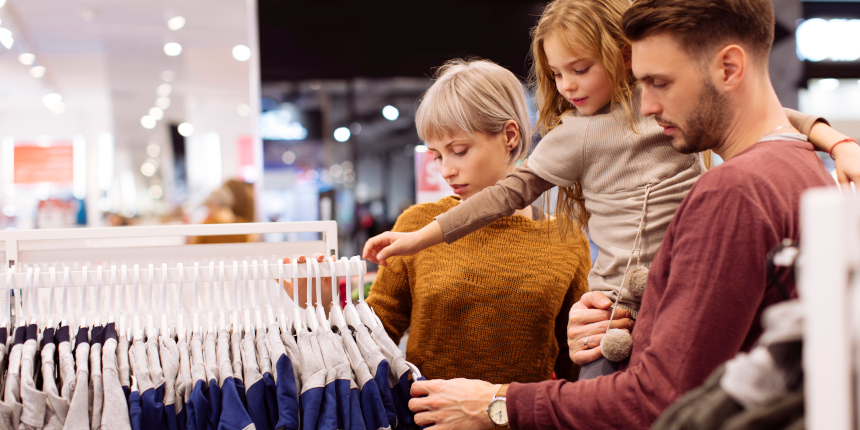 Family spending a day in shopping mall together