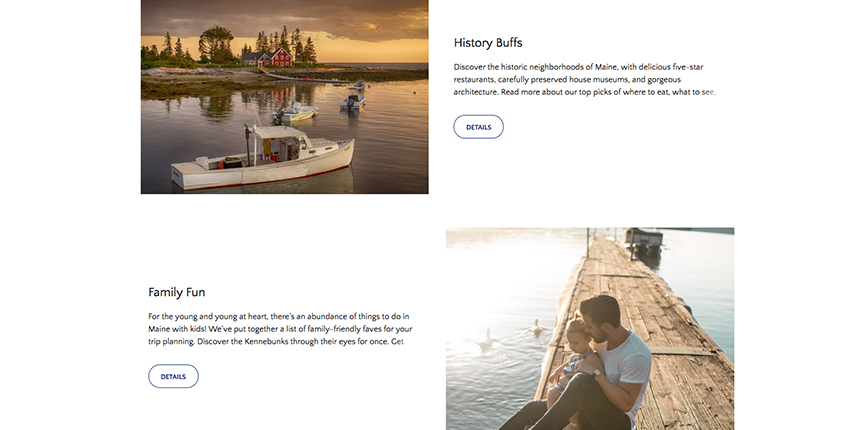 Curated itineraries on a hotel website