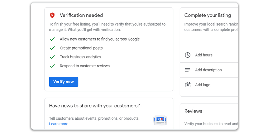 Address verification field in Google My Business