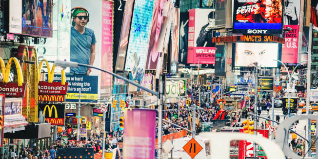 Overhead view of the busy Times Square, New York City. USA.