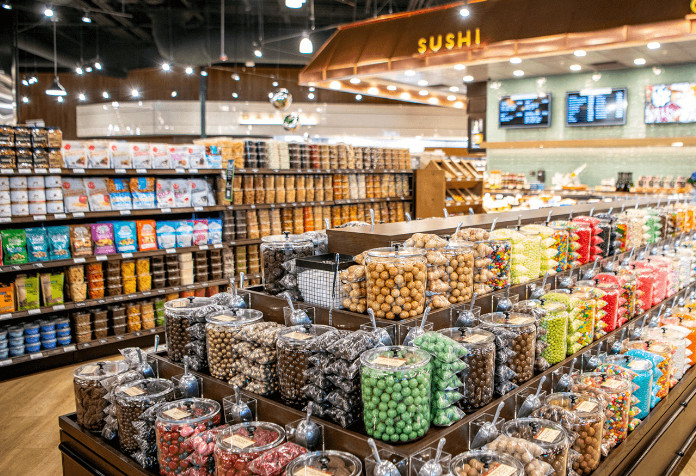 Interior view of The Fresh Market grocery store.